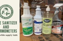 FREE sanitizer and thermometers at the reuse warehouse while supply lasts