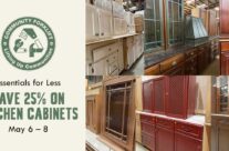 Save on Kitchen Cabinets! Sets, singles, & cabinet doors are 25% off at the reuse warehouse