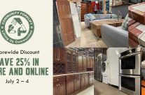 Storewide discount! Save 25% on modern and vintage materials at the reuse warehouse and online July 2 – 4