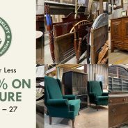 Save 25% on modern and vintage salvaged furniture February 25 – 27